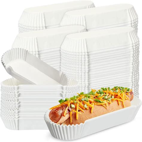 Amazon.com: Sherr 2000 Pcs Hot Dog Trays Paper 6" White Hot Dog Liner ...