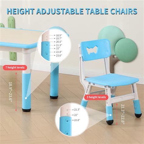 Buy JIAOQIU Kids Table and Chair Set Height Adjustable Toddler Table ...