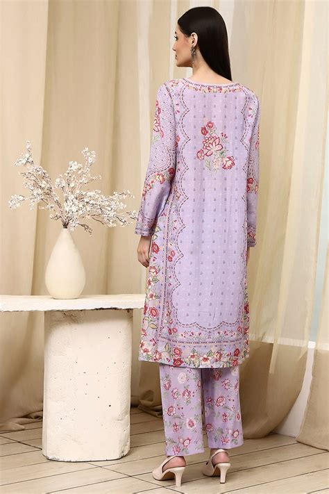 Buy Purple Modal Blend Straight Suit Set Online at Biba India
