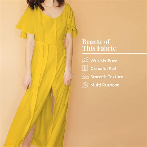 Mustard Yellow Plain Butter Crepe Fabric – Fabcurate