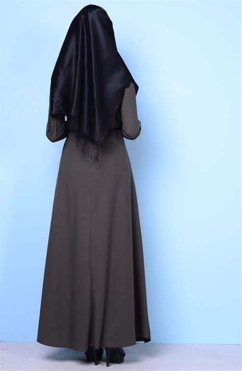 Khaki Hijab Dress 6592-02 | Sefamerve