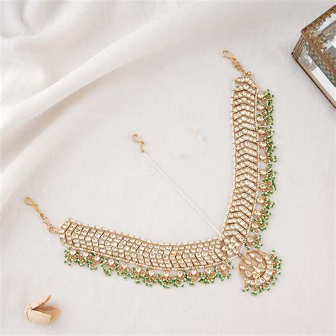 Buy Majestic Kundan Maangtikka | 92.5 Gold Plated Antique Kundan ...