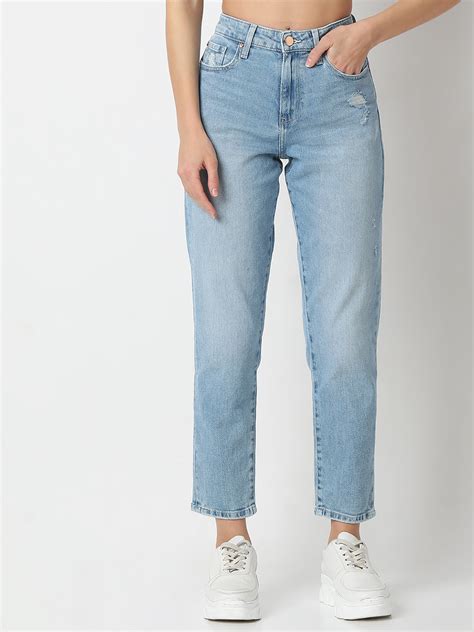 Spykar Mom Fit Mid Rise Cotton Lycra Jeans For Women