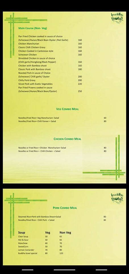 Menu at Buddha Bowl., Nazira