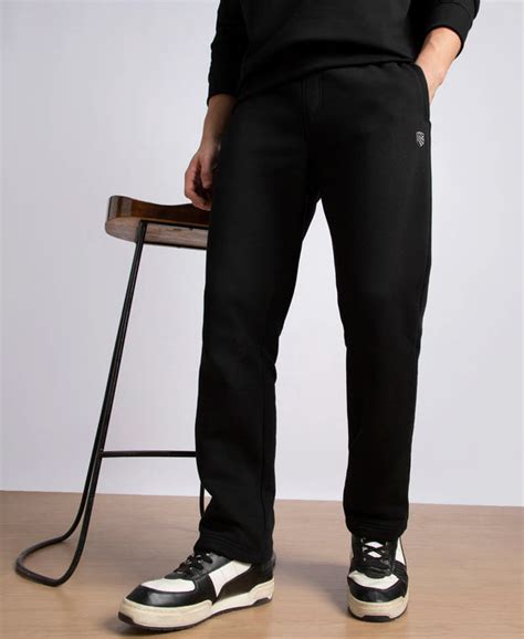 Buy Super Combed Cotton Rich Straight Fit Fleece Trackpants with ...