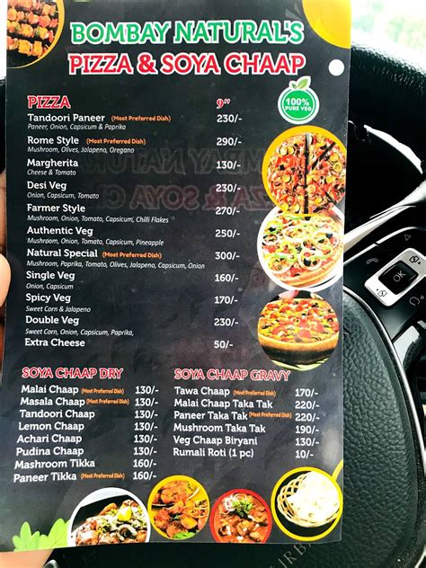 Menu at Natural's pizza and soya chaap, Lucknow