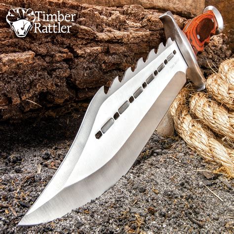 15" Wood Full Tang Fixed Blade Bowie Knife with Sheath Rambo Hunting ...
