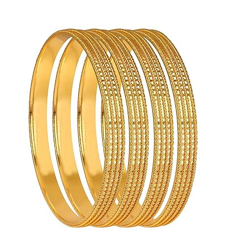 JFL - Jewellery for Less Golden One Gram Gold Plated Bangle Set Of 4 ...