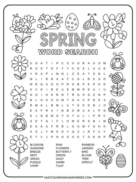 Image result for Spring Coloring Word Search