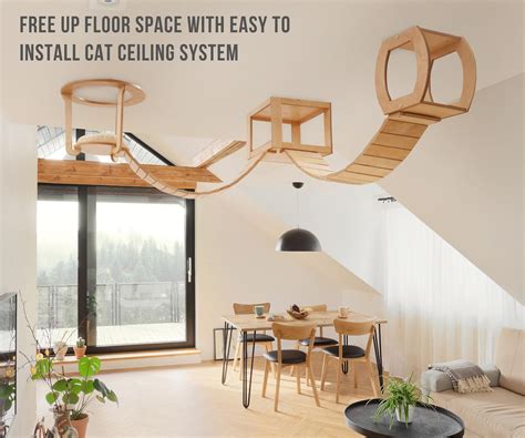 Cat Ceiling Mounted Walkway Furniture With Modular Shelf & Bridge ...