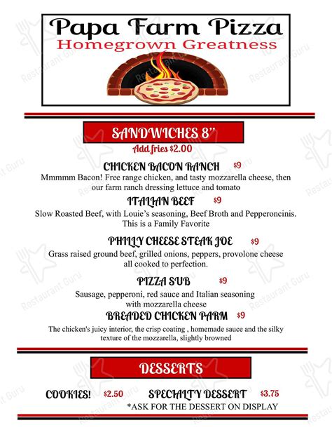 Menu at Five Star of Knox, Knox