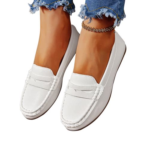 Quaouag Women's PU Leather Penny Loafers Classic Driving Moccasins ...