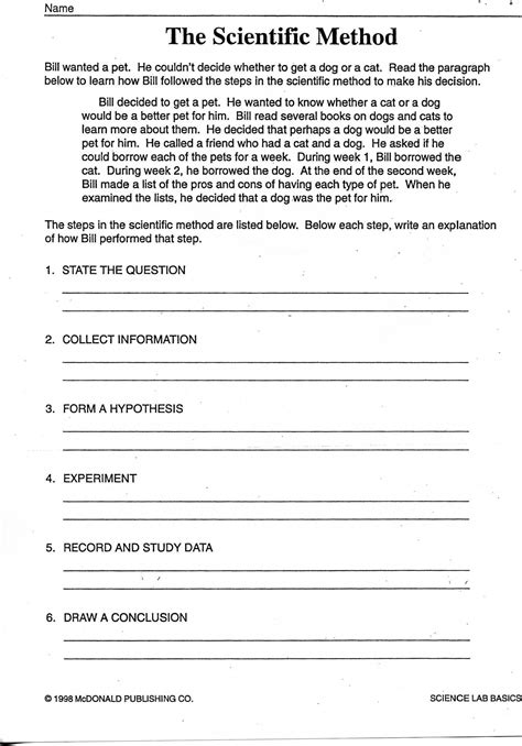 Printable Worksheets Scientific Method