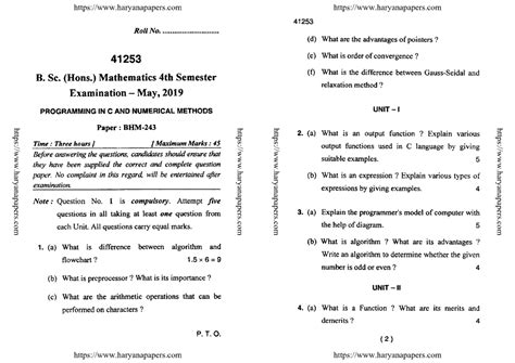 Bsc 4 sem hons mathematics programming in c and numerical methods 41253 ...