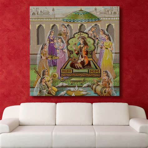 Mughal Darbar, Traditional Canvas Art, Framed Abstract Canvas Wall Art ...