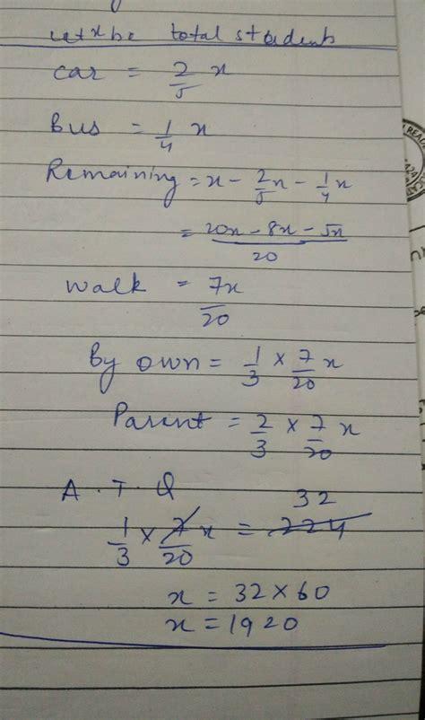 2/5 of total number of students of a school come by car while 1/4 of ...