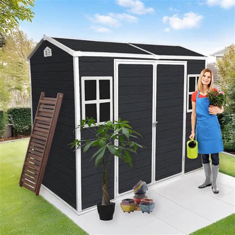 Amazon.com : KUIKUI Outdoor Shed with Floor Included, Plastic Storage ...