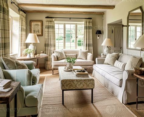 Country cottage lounge decor, sitting room and Cotswolds style interior ...