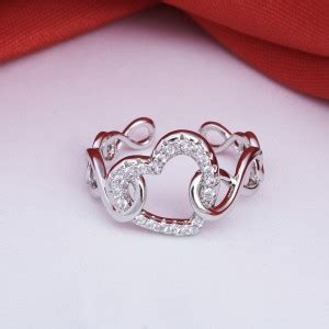 Sharvil Lovable Heart Adjustable Ring For Women & Girls 24K White with ...