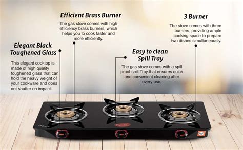 Pigeon by Stovekraft Aster 3 Burner Gas Stove with High Powered Brass ...