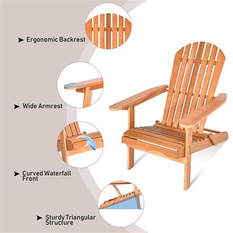 Buy Patiojoy Outdoor Foldable Adirondack Chair Patio Recliner ...