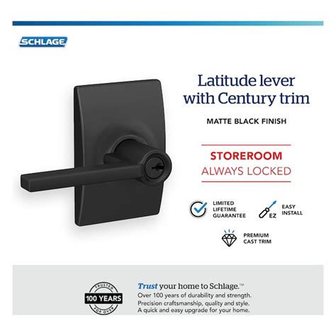 Schlage Latitude-Century Matte Black Universal Interior Keyed Entry ...