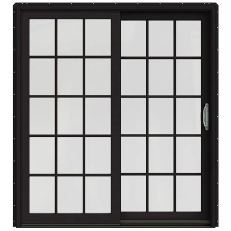 JELD-WEN 72-in x 80-in Low-e Argon Simulated Divided Light Black Clad ...