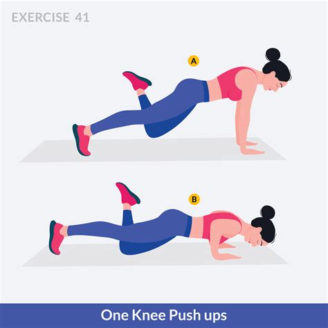 One Knee Push up exercise, Woman workout fitness, aerobic and exercises. 10978438 Vector Art at ...