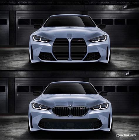 2021 BMW M4 Kidney Grille Face/Off: Large vs. Small -- Rendering