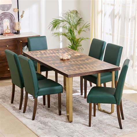 Buy Nirvana Kaya 6-Seater Dining Set with Indus Chairs - Green and ...