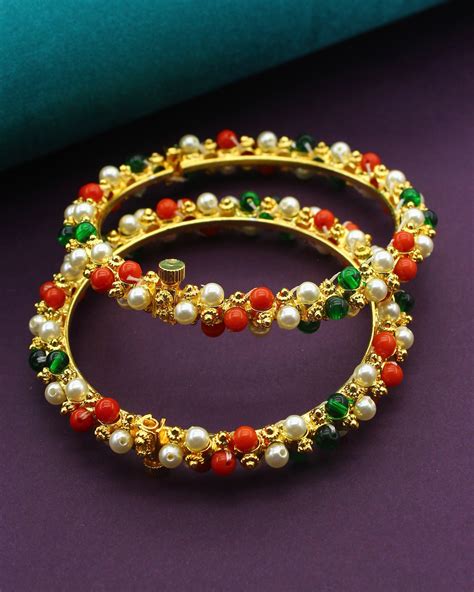 MULTI COLOUR PEARL BEADS BANGLES – Sonchafa