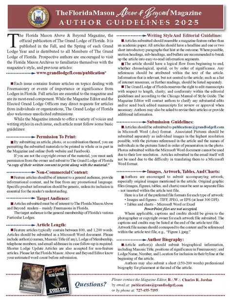 Florida Mason Magazine Author Guidelines - The Grand Lodge of Florida ...