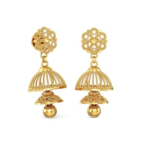 joyalukkas 22k Yellow Gold Jhumki Earrings for Women : Amazon.in: Fashion