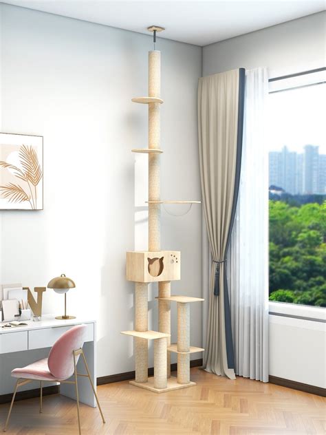 DDhouse Sky-high feline paradise Floor to Ceiling Cat Tree Condo/ Cat ...