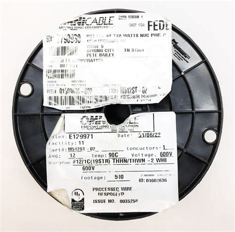 OmniCable 500' White #12/1C (19STR) THHN/THWN-2 WHI 600V Wire M512ST-02 ...