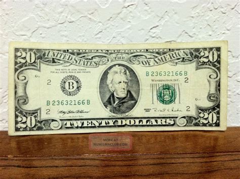 1995 Us $20. 00 Bill York Twenty Dollar Note Circulated B23632166b