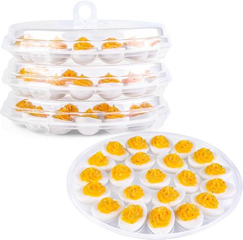 Amazon.com | HAKSEN Deviled Egg Containers with Lid, 3PCS Deviled Egg ...