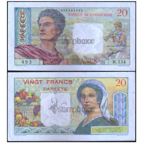 TAHITI 20 FRANCS 1963 P-21c XF GRADE - RARE – Stampboxx