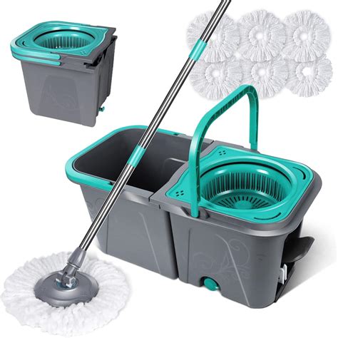 Masthome Spin Mop and Bucket Set, Microfibre Mop and Buckets Sets with ...