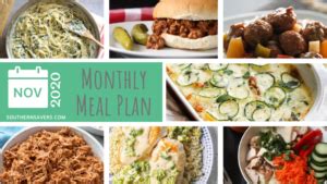 November 2020 Monthly Meal Plan :: Southern Savers