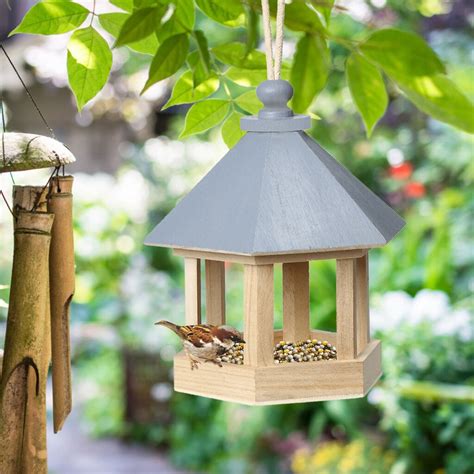 Wooden Bird Feeders Hanging Type Outdoor Pet Bird ... – Vicedeal