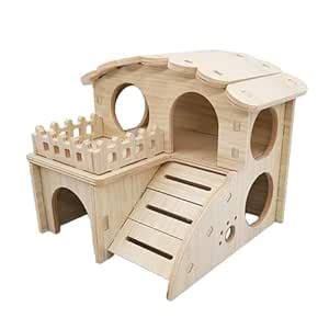 SECRET DESIRE Wooden Hamster House Cabin Fun Cage Accessories for ...