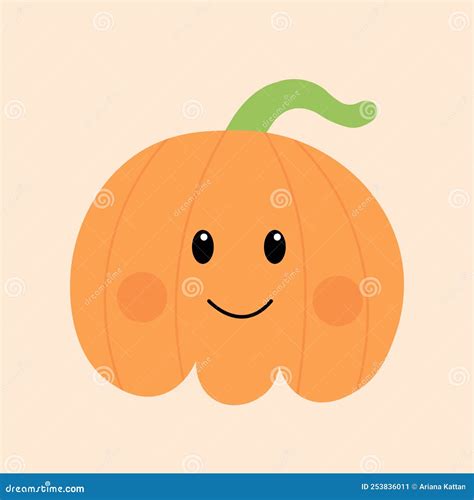 Cute Cartoon Flat Drawing Pumpkin for Spooky Halloween Party Design and ...