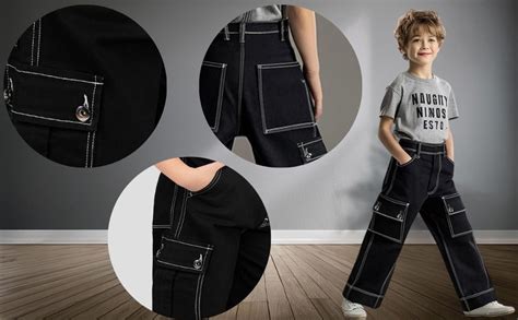 Naughty Ninos Boys Mid Rise Black Denim Flared Cargo Pants (NNB0003PNT ...