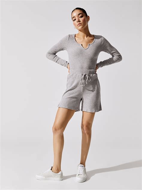 Brushed Ribbed Boyfriend Short - Heather Grey – Carbon38