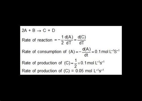 For a reaction 2A + B ? C + D, if rate of consumption of A is 0.1 mol L ...