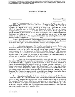 Fillable Online Promissory Note form pdf - Food Co-op Initiative Fax ...