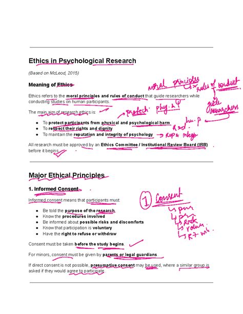 Ethics in Psychological Research: Key Principles & Guidelines - Studocu