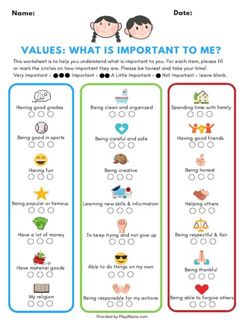 Moral Values Worksheet 的图像结果