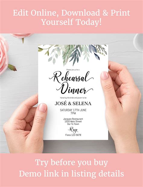 Printable Rehearsal Dinner Invitations Templates